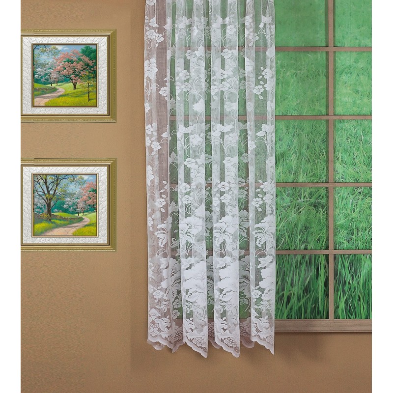 Today's Curtain Floral Vine Lace Panel 72", White, 60W x