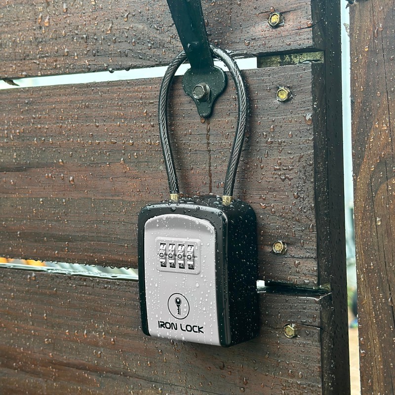 Iron Lock® Key Lock Box Portable with Cable Shackle –
