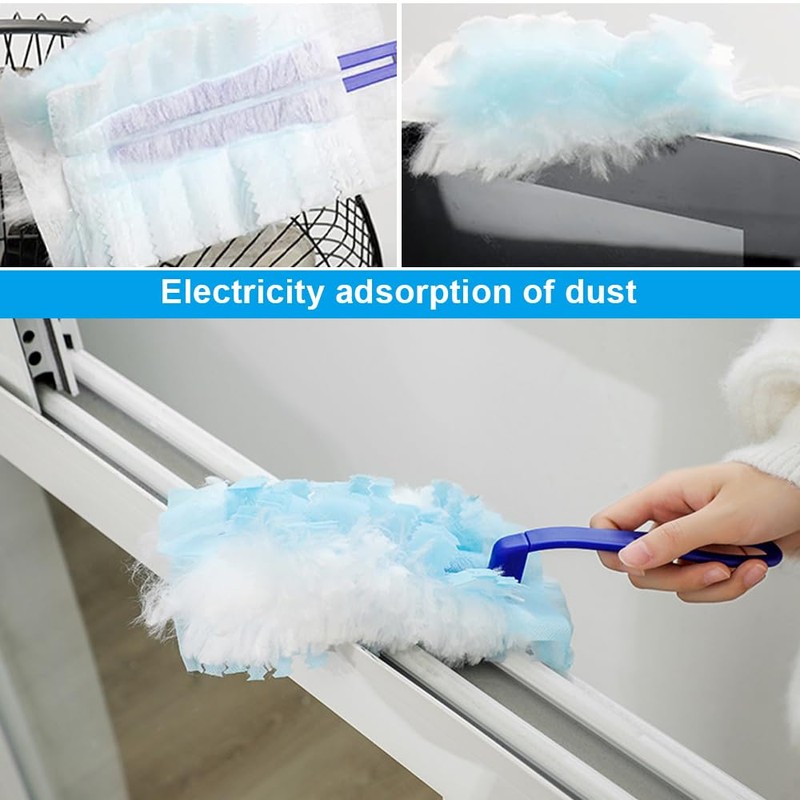 30PCS Fluffy Duster Refills, Dust Magnet Refill with 1 Handle,