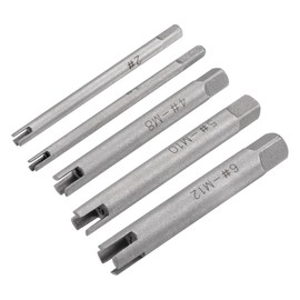 uxcell Tap Extractors Set M5-M12 / 8-10#-1/2" (Metric/Inch), 3/4 Flutes Broken Stripped Screw Thread Tap Remover High Carbon Steel Tools 5pcs