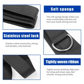 Triceps Rope, Fitness Pulley for Push-Downs, Crunches, Facepulls, Lat Pull Bar for Professional Gym, Cable Pull Handles with Large Range of Movement, Cable Attachment Pack of 1, Black