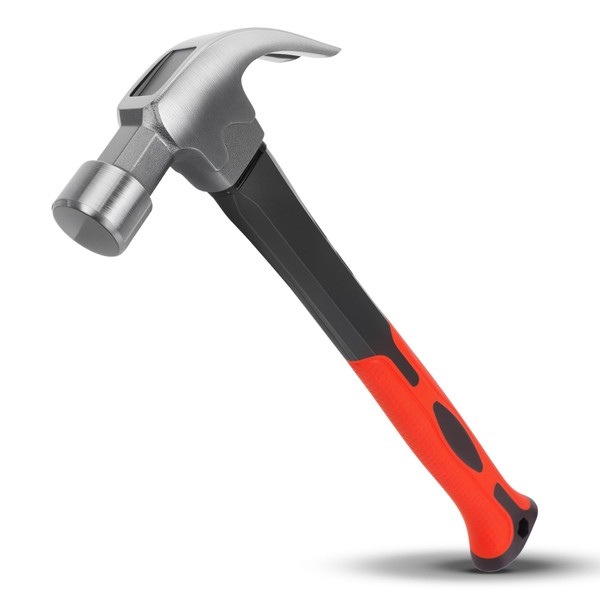 16OZ Claw Hammer with Fiberglass Handle, Drop Forged Claw Hammer,