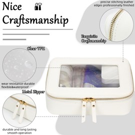 Transparent Make Up Bag Square Make Up Bag Clear Makeup Travel Bag Clear Travel Makeup Bag Cosmetic Case Clear Makeup Organizer Bag Clear Make Up Bags for Women Clear Bag Makeup Pouch (White)