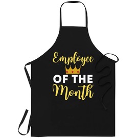 Employee Of The Month Black Aprons - 1 Size fits all Men Women Apron Cooking