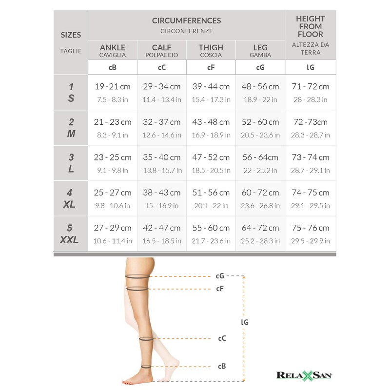 Relaxsan M1180A Medical Grade 1 Microfibers Compression Stockings - K1