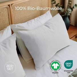 Dreamzie - 100% organic cotton - pillowcase 40 x 80 cm cotton - set of 2 - white - cushion cover with zip - Oeko-Tex