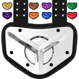 Penveer Chrome Football Backplate for Shoulder Pads with High Impact Padding, Adult & Youth Lower Backplate Football with Air Vents (Silver, Youth)