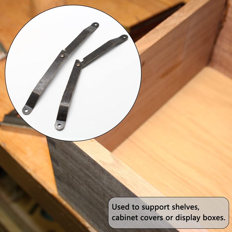 Jiozermi 2Pcs Bronze Lid Support Hinges, Left and Right Folding