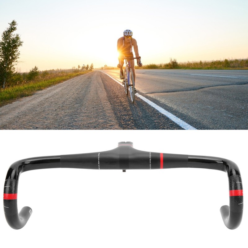 Spomann 420x100mm Carbon Fiber Road Integrated Bicycle Handlebar with Stem