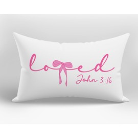 XUISWELL Christian John 3:16 Valentines Day Coquette Pink Bow Love Lumbar Pillow Covers 12x20 Decorations Room Decor