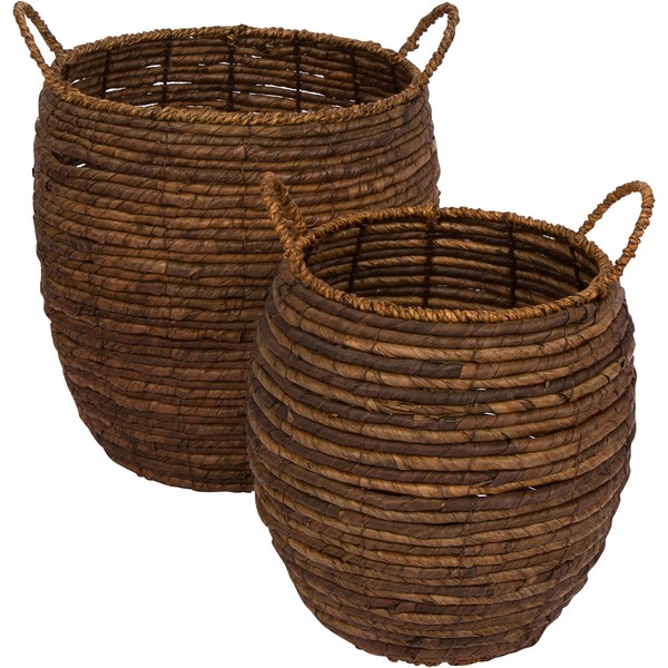 Woven Wicker Decorative Storage Baskets with Handles - Set of 2 by Trademark Innovations
