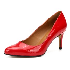 Unisex Men's Women's Classic Mid Kitten Heel Pumps Patent Red EU 42 - US 10 Women/8.5 Men