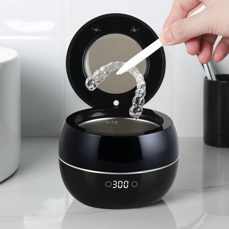AMDISI Ultrasonic Retainer Cleaner Machine Denture Cleaning Pod Portable Night