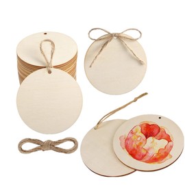 Wood Slices,DIY Wooden Ornaments Unfinished,Predrilled Wood Circles,3 Inch Wooden Tags Round Wooden Circles for Crafts, Painting, Engraving, Coasters, Home Decor,Hanging Signs (3")
