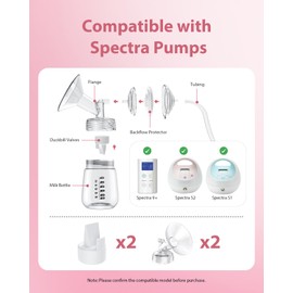18MM Flange and Duckbill Valve Set Compatible with Spectra S1 S2 9 Plus, Wide Mouth Breast Pump Replacement Parts, Multiple Size Options 13–30mm, Not Original Accessories