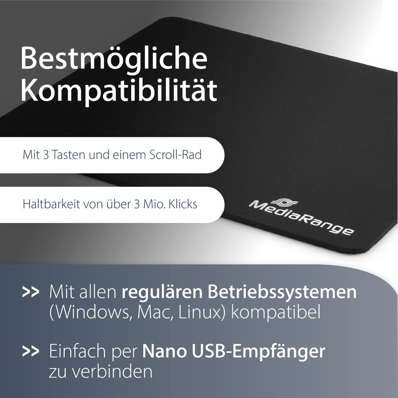 MediaRange optische 3-Tasten Funk-Maus, schwarz