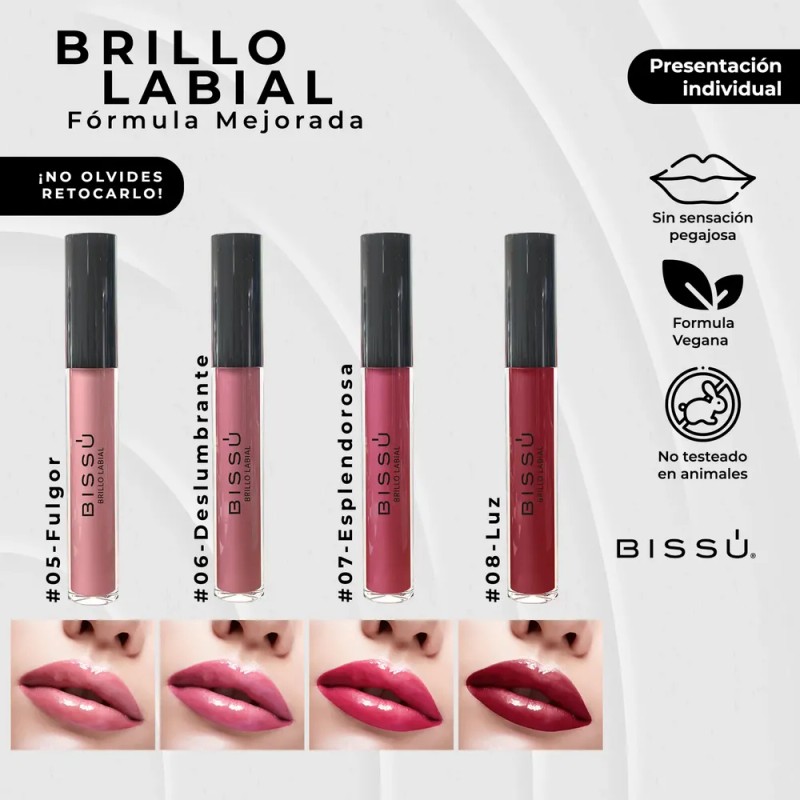 Brillo Labial Hidratante Bissú Línea Labios Set 12 Tonos