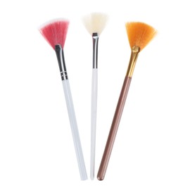 Mikinona Makeup Kit 3pcs Contouring Brush Set Fan Shaped Highlight Brush Smooth Handle Daily Use Easy Cleaning