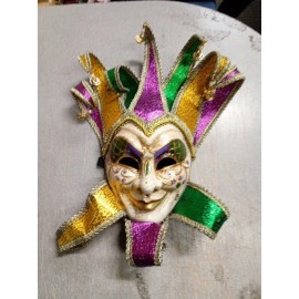 kbw Green Purple Gold Mardi Gras Large Jester Joker Venetian Masquerade Party Mask