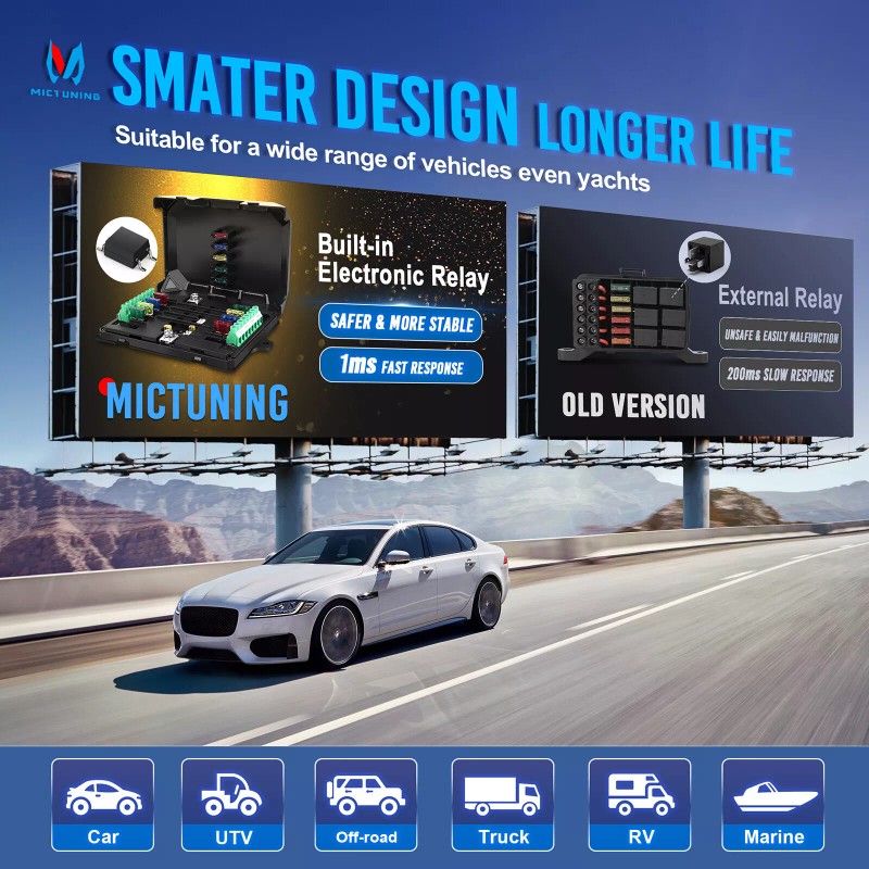 MICTUNING LED Touch Switch Panel 8 Gang Car Marine Boat