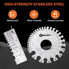 ZeeDix Wire Gauge Measuring Tool (2 Pcs) - Round Dual Sided Metal Sheet Gage & Metal Sheet Thickness Gauge, Stainless Sheet Wire Size Chart & Welding Measurement Tool