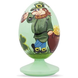 BestPysanky Irish Leprechaun & Pot of Gold on St Patrick's Day Wooden Figurine