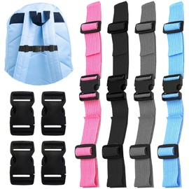 Pack of 8 Chest Strap Backpack Children's Set Adjustable Backpack Strap Non-Slip Durable Chest Strap with 4 Additional Quick Release for School Backpack Jogging Hiking Outside Travel