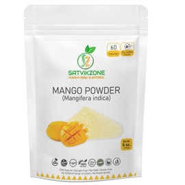 SATVIKZONE Mango Fruit Powder,100% Natural,Vegan Friendly,No Added Sugar,No Artificial Flavors/Colors/Preservatives,NON-GMO,Eco-friendly Standup Resealable Pouch,6 Ounce