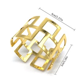 Pack of 8 Napkin Rings, Gold, Hollow Out Metal Napkin Rings, Simple and Elegant, for Dinner, Wedding, Birthday, Christmas, Christening (4 x 3 cm)