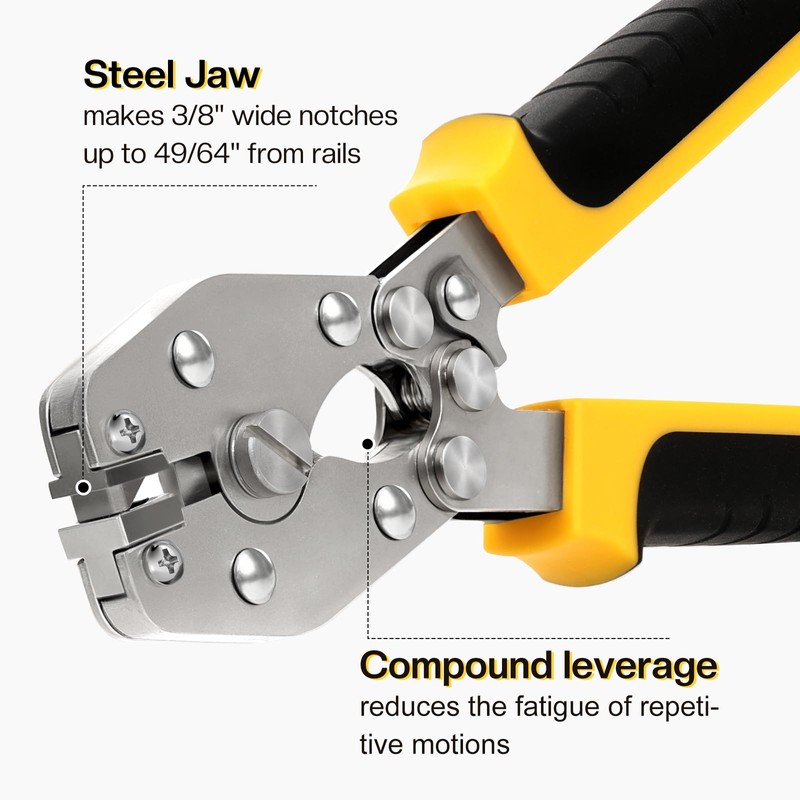 Vinyl Fence Rail Notcher, Heavy-Duty 3/8" Slot Punch Tool for