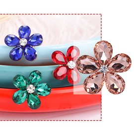 5PCS Crystal Flower Beach Bag Shoes Accessories Charms Alloy Glass Charms Compatible with Bogg Bags Women Accessories for Party and Birthday Gifts - Dark Color