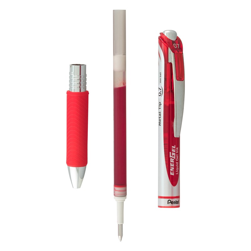 Pentel EnerGel RTX (0.7mm) Med Line, Metal Tip, Red Ink