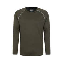 Mountain Warehouse Endurance Mens Top – Long Sleeves, Quick Dry T-Shirt, Highly Breathable Tee, UPF50 Protection Tee Shirt – for, Travelling, Walking, Gym Dark Khaki XS