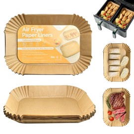 100PCS Air Fryer Liners FUNCYboo,Air Fryer Paper Liners Square Air Fryer Disposable Paper Liners Non-Stick,Oil-Proof,Water-Proof Food Grade Parchment Paper fit Bread,Meat,Pizza (Top 10.6",Bottom 8.6")