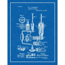 Ratchet Bit-brace Patent Print Blueprint with Border (5" x 7") M10778