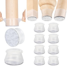 Aneaseit Chair Leg Floor Protectors - 8 pcs Clear - Felt Bottom Silicone Pads for Hardwood Floors & Furniture Feet - Rubber Caps for Chairs - X-Large