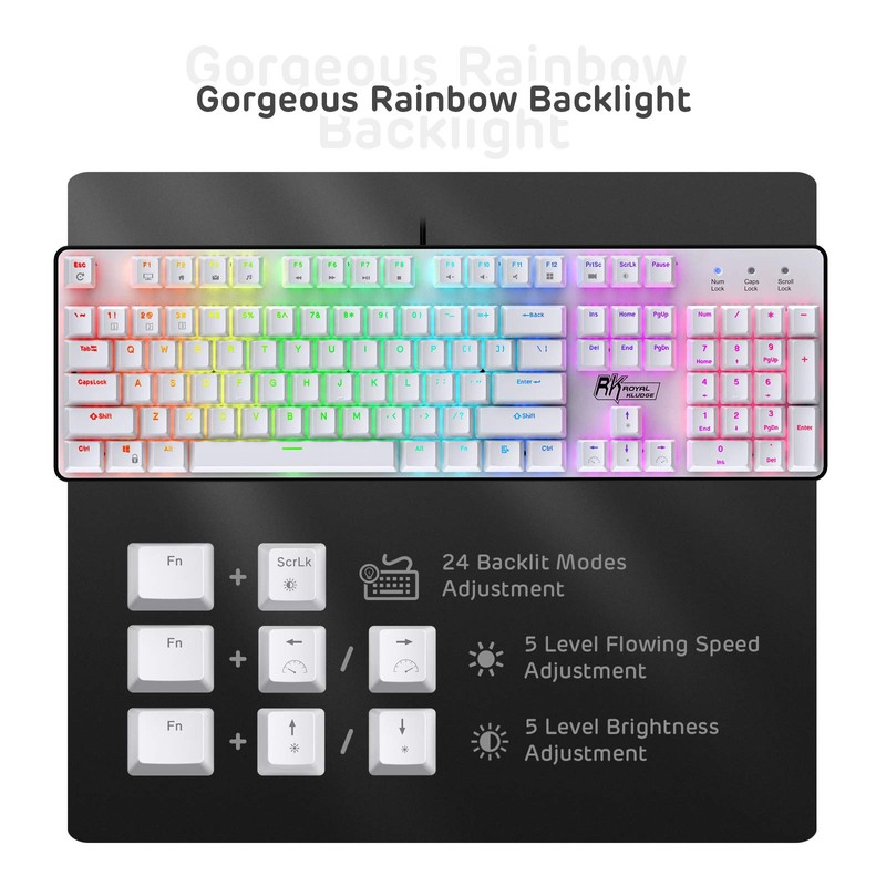 RK ROYAL KLUDGE RK920 Full Size Mechanical Keyboard, Rainbow Backlit