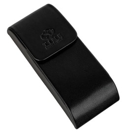 Time Resistance Leather Glasses Case - Hard Shell Leather Glasses Case - Made in Italy (Black)