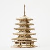 wa-gu-mi Five-storied Pagoda Wooden Architecture 3D Puzzle - Fun DIY