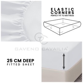 Fitted Sheets Single White - Polycotton Elasticated Corner Bed Sheet - 10"/(25CM) Deep Pockets Bottom Bed Fitted (90 X 190 Cm) - Machine Washable