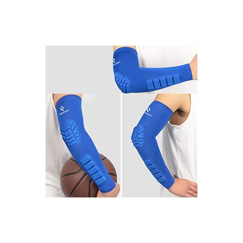 HOPEFORTH 2PCS Padded Elbow Forearm Sleeves Compression Arm Protective Support