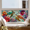 HOMETITUTE Sea Turtle Tropical Flower Window Cling 39.3x17.7 Inch PVC