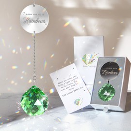 Memorial Gifts for Loss of Loved One, Unique Sympathy Gift Idea Green Crystal Ball Window Suncatcher, Rainbow Bereavement Grief Gift Box for Loss of Mom Dad Husband Son Daughter