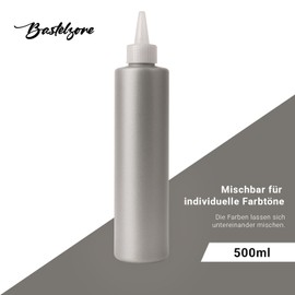 Fabric Paint 500 ml Washable Textile Paint T-Shirt Colour for Light Fabrics Machine Washable Textile Paint Fabric Paint Fixation by Ironing (Silver)