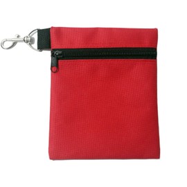 Oitifiton Golf Tee Pouch, Professional Zipper Golf Tee/Ball Pouch Bag, Zippered Pocket Gear Clip Hook to Bag for Man Woman (Red)