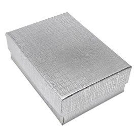 TheDisplayGuys - 25-Pack #32 Cardboard Linen Paper Jewelry Gift Boxes w. Cotton Padding - Silver (3.3" x 2.3" x 1.0")