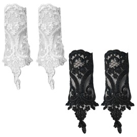 YSJCHEBS 2 Pairs Lace Gloves, Women's Lace Embroidered Gloves, Fingerless Bridal Gloves, Fingerless Mesh Sleeves for Prom Wedding Party, black