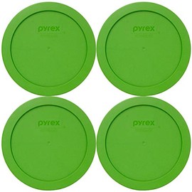 Pyrex 7201-PC Lawn Green Round Plastic Food Storage Replacement Lids - 4 Pack