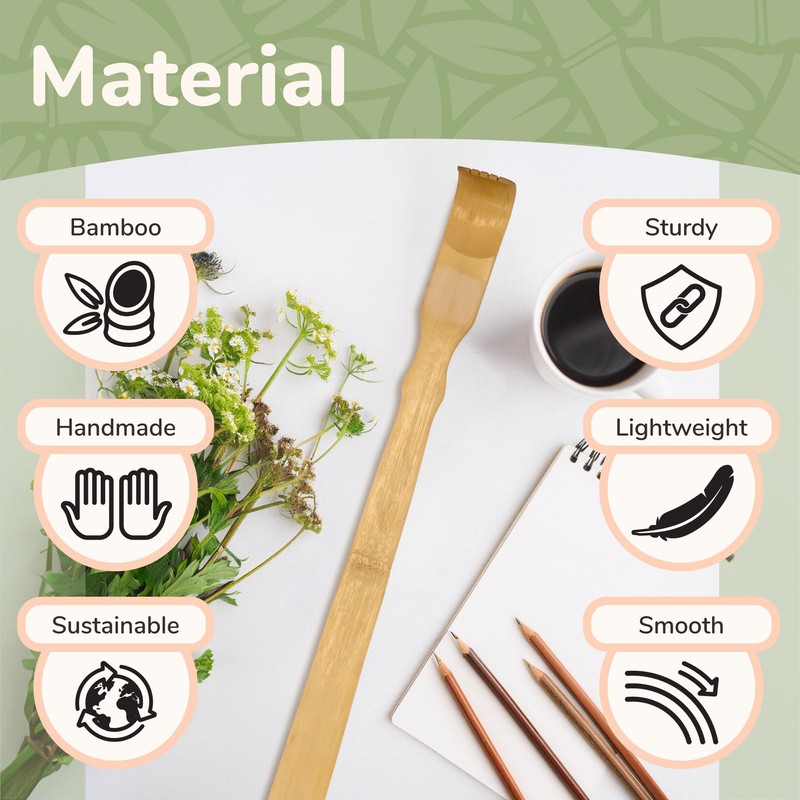 Bamboo Back Scratcher Shoe Horn 25" & Tape Measure -