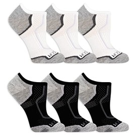 Fruit of the Loom Women Lightweight CoolZone No Show Socks (6 Pack), White/Black Assortment, 8-12